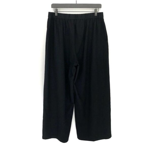 Eileen Fisher System Lightweight Stretch Crepe Wide-leg Pant in Black Size 12 - Picture 4 of 10